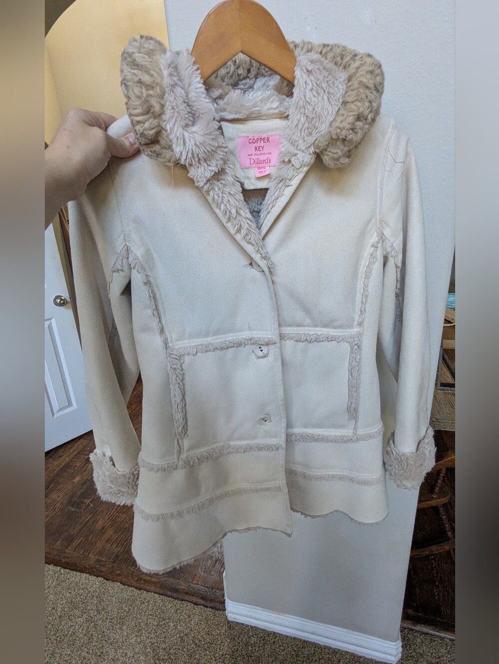 Copper Key Girls' Cream Faux Shearling Coat - Dillard's